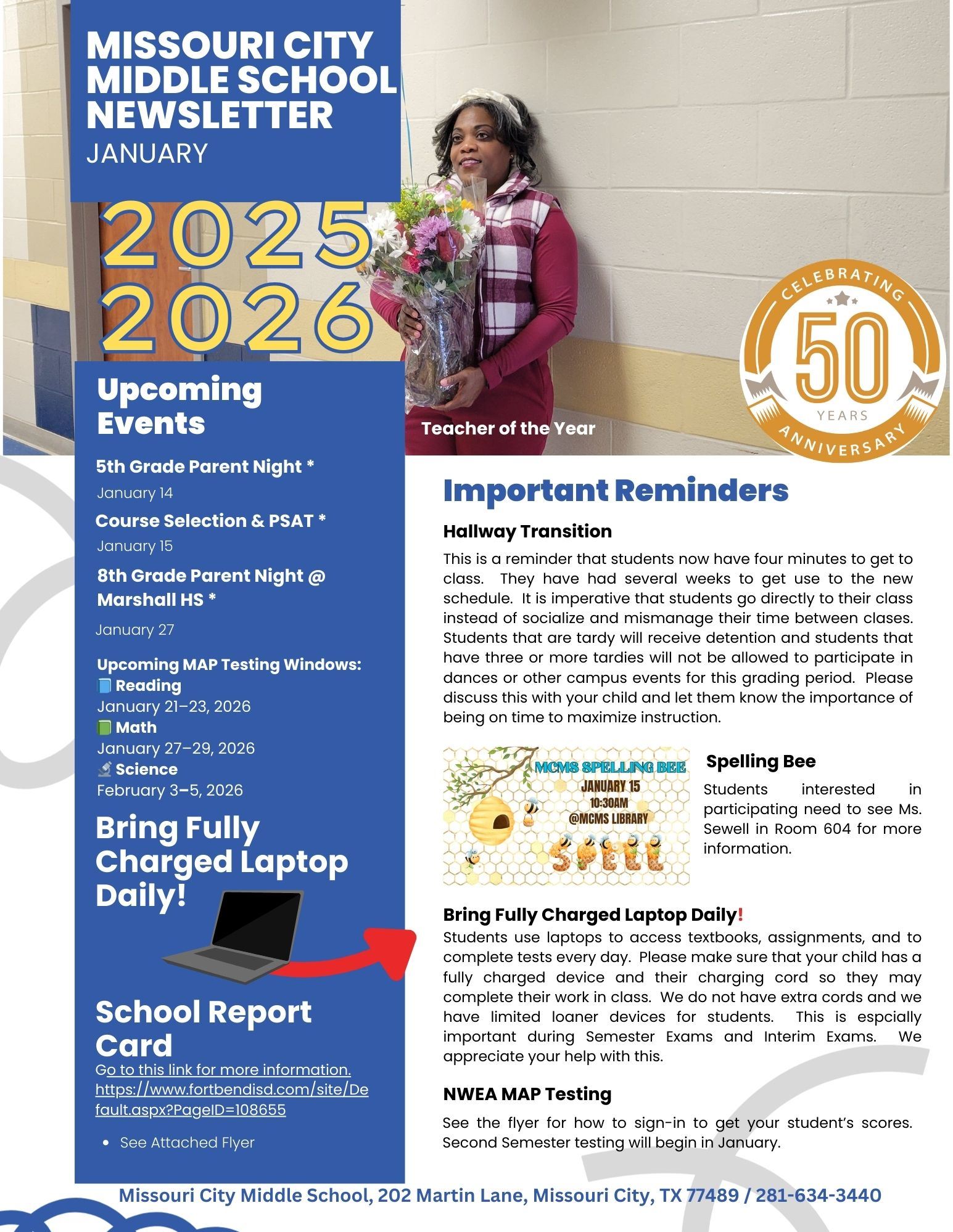  Missouri City Middle School Newsletter